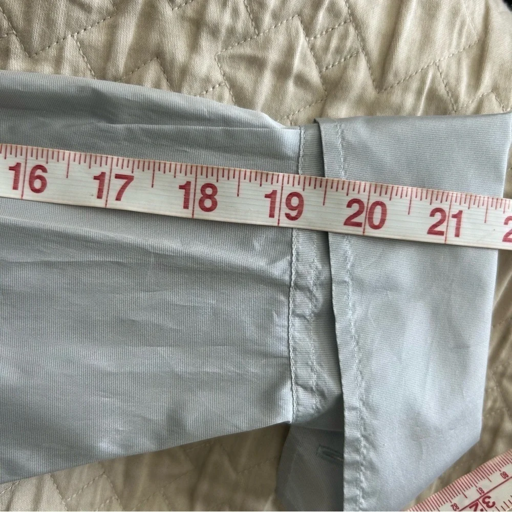 Chanel women Dress Shirt 34 pale blue gray Pearl Button 100%Silk Made in France